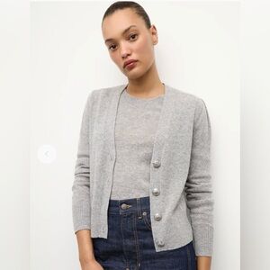 VERONICA BEARD solene cashmere cardigan in heather grey